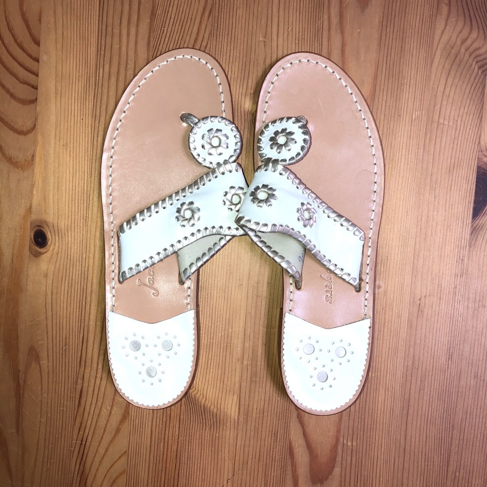 Jack Rogers White and Gold Size 9